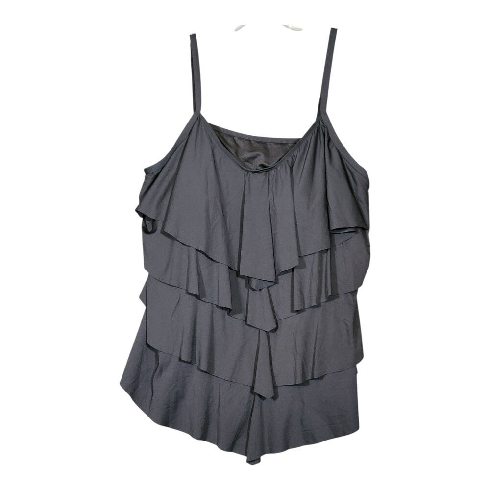 **NWT**Cole of California Black Tiered Ruffle Tankini Swim Women's Size 22W‎ NWT